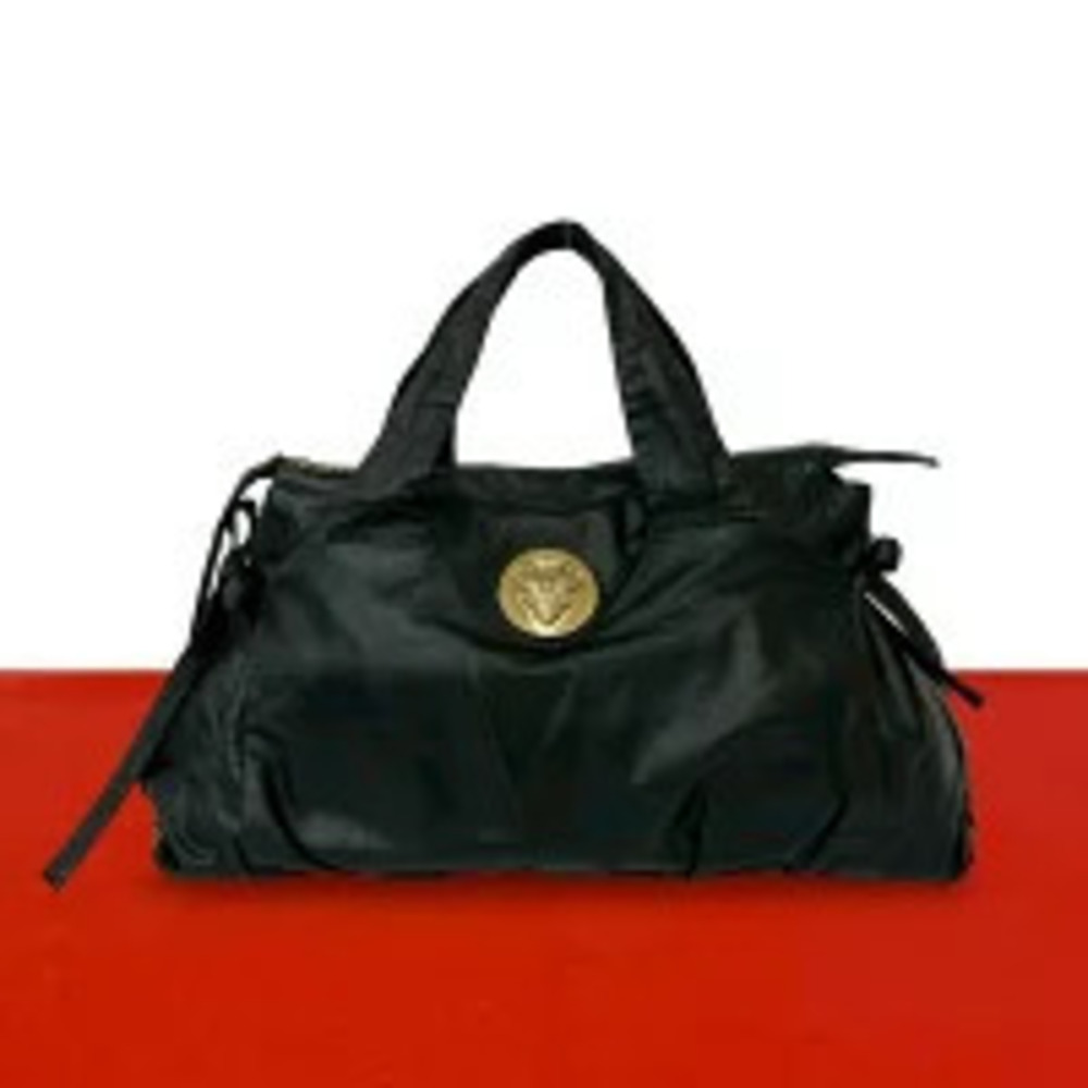 Gucci Hysteria Ribbon Motif Leather Boston Bag Black